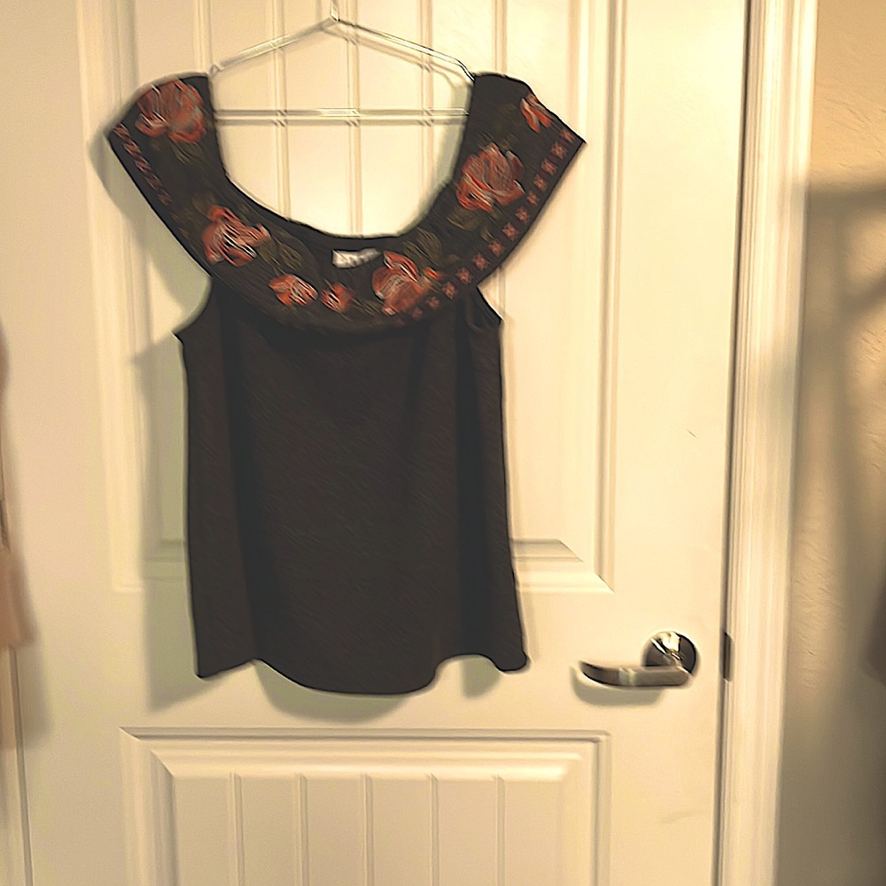 Thermal Off the Shoulder Embroidery Top